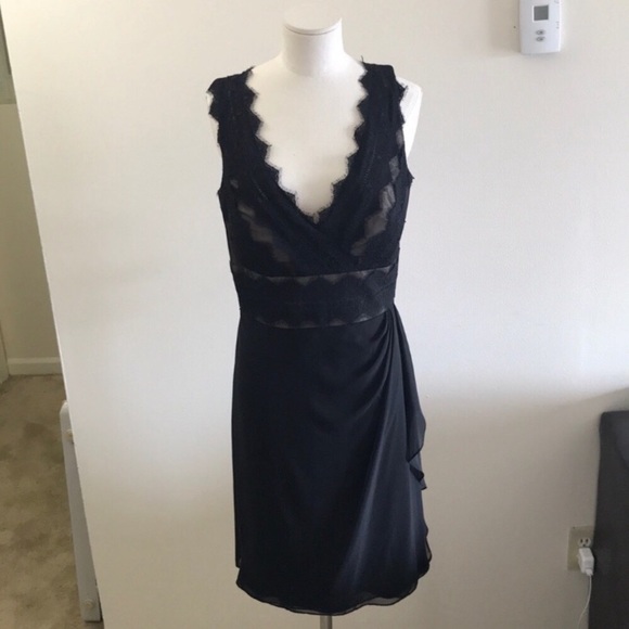 Js Collections black lace vneck dress - Picture 1 of 5